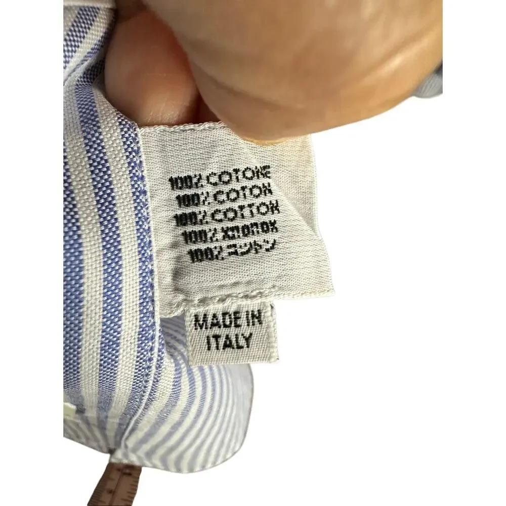 Tincati Milano Button Down Long Sleeve Shirt Size 16 1/2 42 Blue Bundle casual - Picture 6 of 16